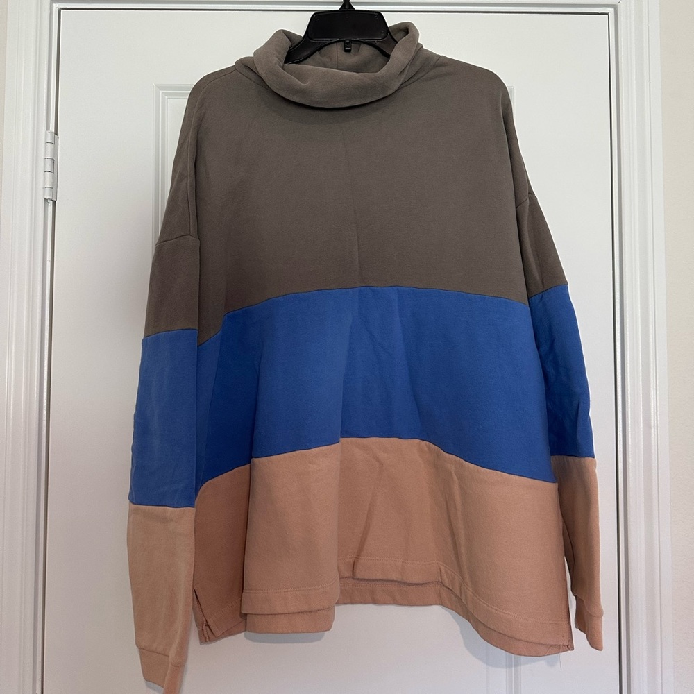 Urban Outfitters Tricolor Turtleneck Sweater - Gray, Blue, Light Pink